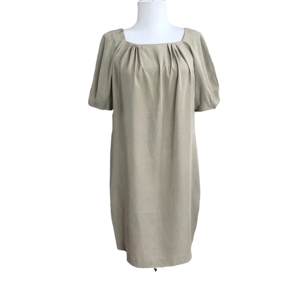 Adam Lippes Shift Dress size 8 Pleated Short Puff Sleeve - Picture 1 of 10